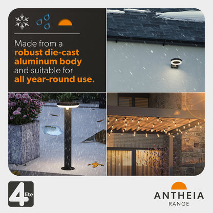 4lite Antheia Solar Sleek IP54 LED Outdoor Wall Light with Built in PIR Motion Sensor