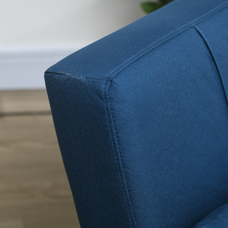 HOMCOM Linen-Look Single Chair Bed with Thick Padding - Blue