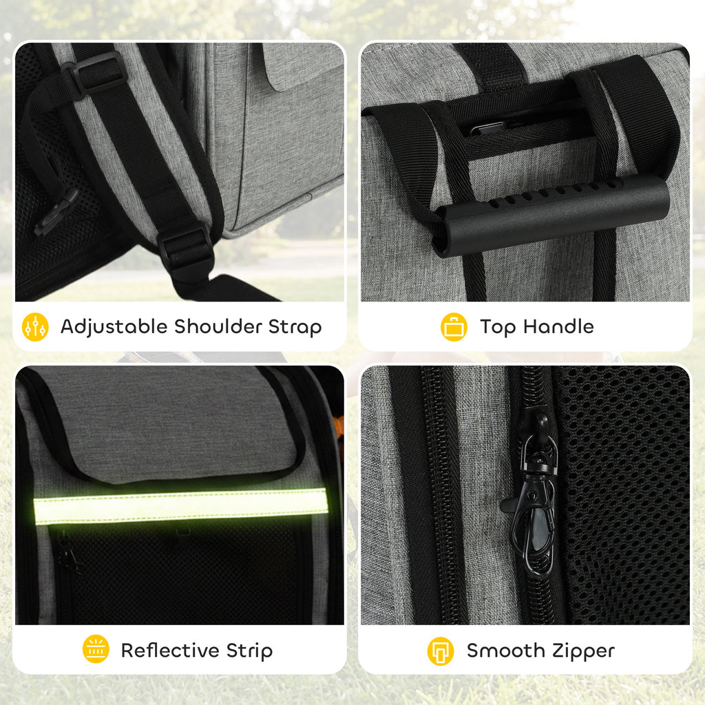 PawHut Dog Carrier Backpack Expandable, Breathable Pet Carrier Bag for Small Puppy Cat with Reflective Strip for Travel Hiking