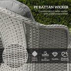 Outsunny Three-Piece Super Padded Rattan Set - Light Grey