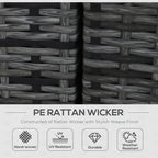 Outsunny 8 Piece Rattan Corner Sofa Set with Wide & Deep Seat, Assembled Aluminium PE Rattan Garden Furniture Set with Thick Cushions and Glass Top Table for Outdoor, Conservatory, Grey