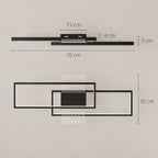 LED Ceiling Light, Modern Dimmable Ceiling Light with Wall Switch & Remote Control, Flush Mount Fixture Lamp with 3000-6000K Colour Temperatures for Living Room, Bedroom, Black