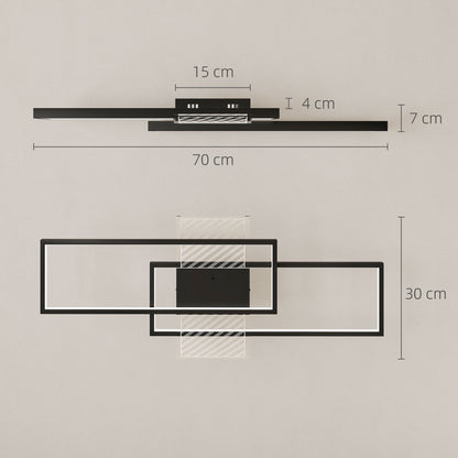 LED Ceiling Light, Modern Dimmable Ceiling Light with Wall Switch & Remote Control, Flush Mount Fixture Lamp with 3000-6000K Colour Temperatures for Living Room, Bedroom, Black