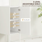 HOMCOM Tall Bathroom Cabinet with Open Shelves and Adjustable Shelf - White