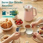 Electric Stainless Steel Kettle and Toaster Set, 3000W 1.7L UK Strix Thermostat Fast Boil Kettle Pink