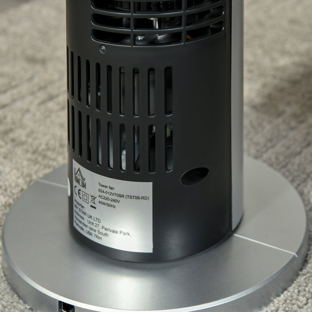 31 Inch Bladeless Oscillating Tower Fan with 70° Oscillation, Remote Control, 7.5H Timer, 3 Speed 3 Modes, Electric Floor Standing Cooling Fan for Home Bedroom Office, Silver