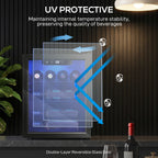 16 Bottle Wine Cooler, 48 Litre Capacity, 4-16°C Tabletop Counter Drinks Wine Fridge with Glass Door, LED Light, Black