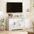 HOMCOM Sideboard with 2 Drawers Modern Storage Cabinet, Kitchen Cupboard with Adjustable Shelf and 3 Doors White