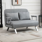 HOMCOM Two-Seater Click-Clack Sofa Bed with Pillows - Light Grey