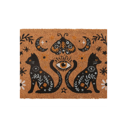 Natural Frightful Folk Cat Doormat