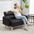 HOMCOM Small Faux Leather 2 Seater Sofa Settee - Black