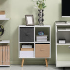 HOMCOM Freestanding 4 Cube Unit Cabinet Unit w/ 3 Fabric Drawers Handles Home Office Storage Shelves