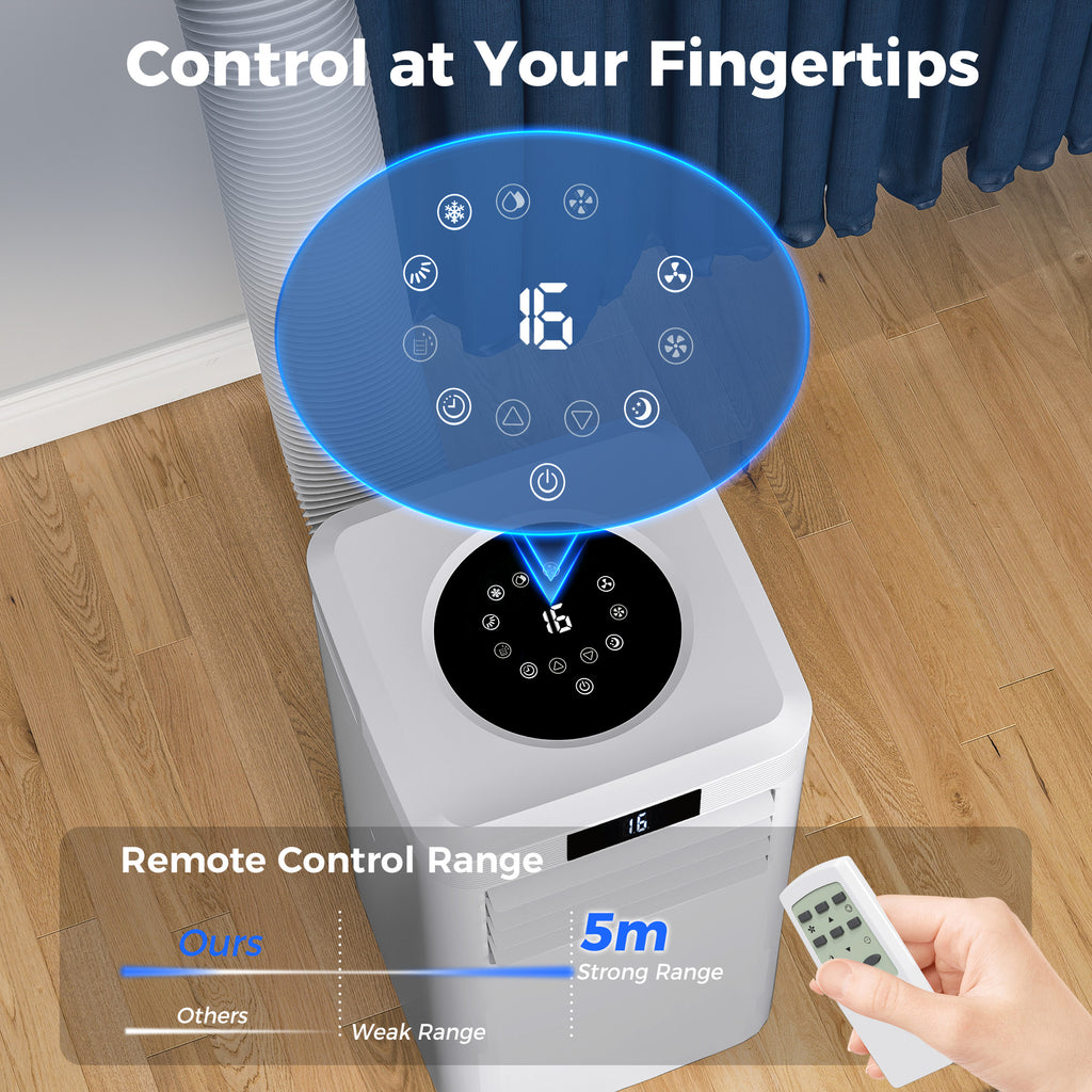 10000 BTU Air Conditioning Unit, 3-in-1 Portable Air Conditioner, Dehumidifier, Cooling Fan with Remote Control, Digital Display, 2 Speeds, 24H Timer, Window Venting Kit, 22m²