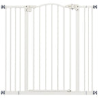 PawHut Pressure Fit Dog Stair Gate No Drilling Safety Gate Auto Close for Doorways, Hallways, 74-100cm Adjustable, 94cm Tall, White