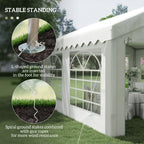 Outsunny 4m x 4m Marquee Party Tent, Heavy Duty Wedding Canopy with Sidewalls, Doors, Windows, Galvanised Garden Gazebo for Parties Events, White