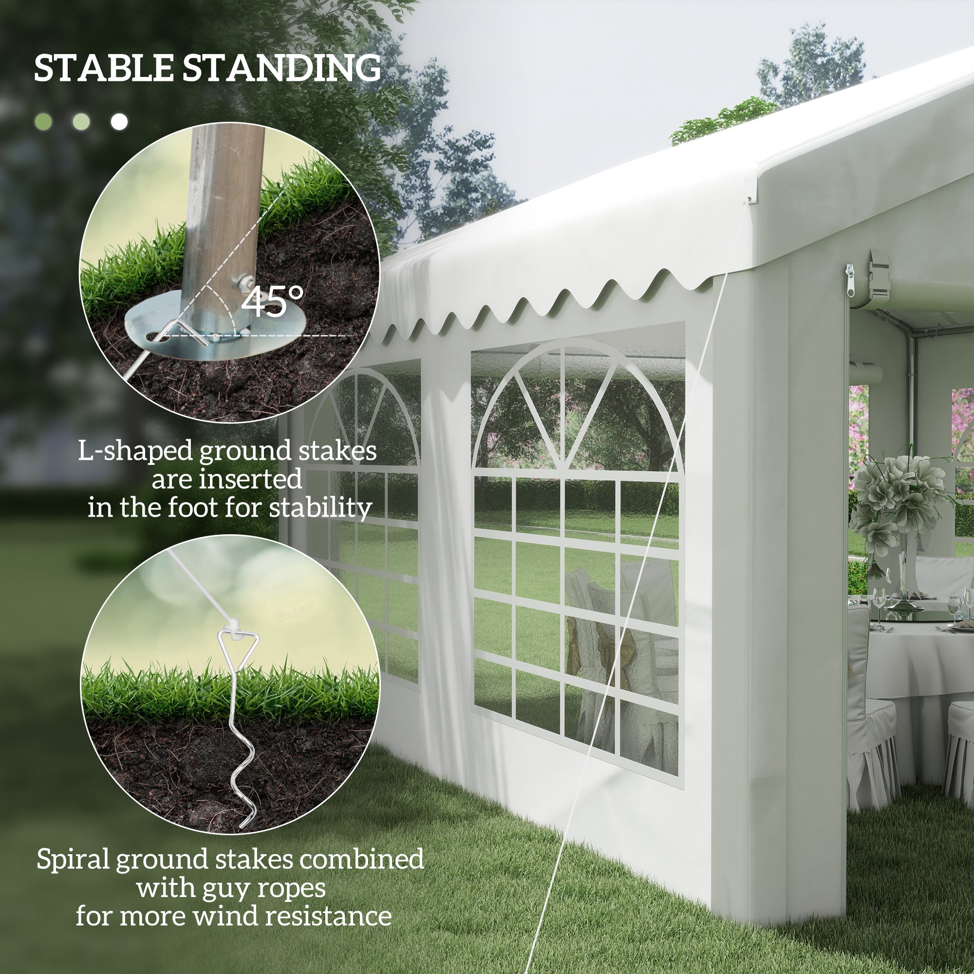 Outsunny 4m x 4m Marquee Party Tent, Heavy Duty Wedding Canopy with Sidewalls, Doors, Windows, Galvanised Garden Gazebo for Parties Events, White