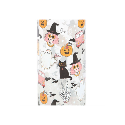 Groovy Ghost Print Glass Water Bottle