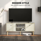 TV Cabinet Stand Unit for TVs up to 50'' with Foldable Drawers, Entertainment Centre for Living Room Natural