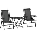 Outsunny Three-Piece Garden Table and Chair Set - Black