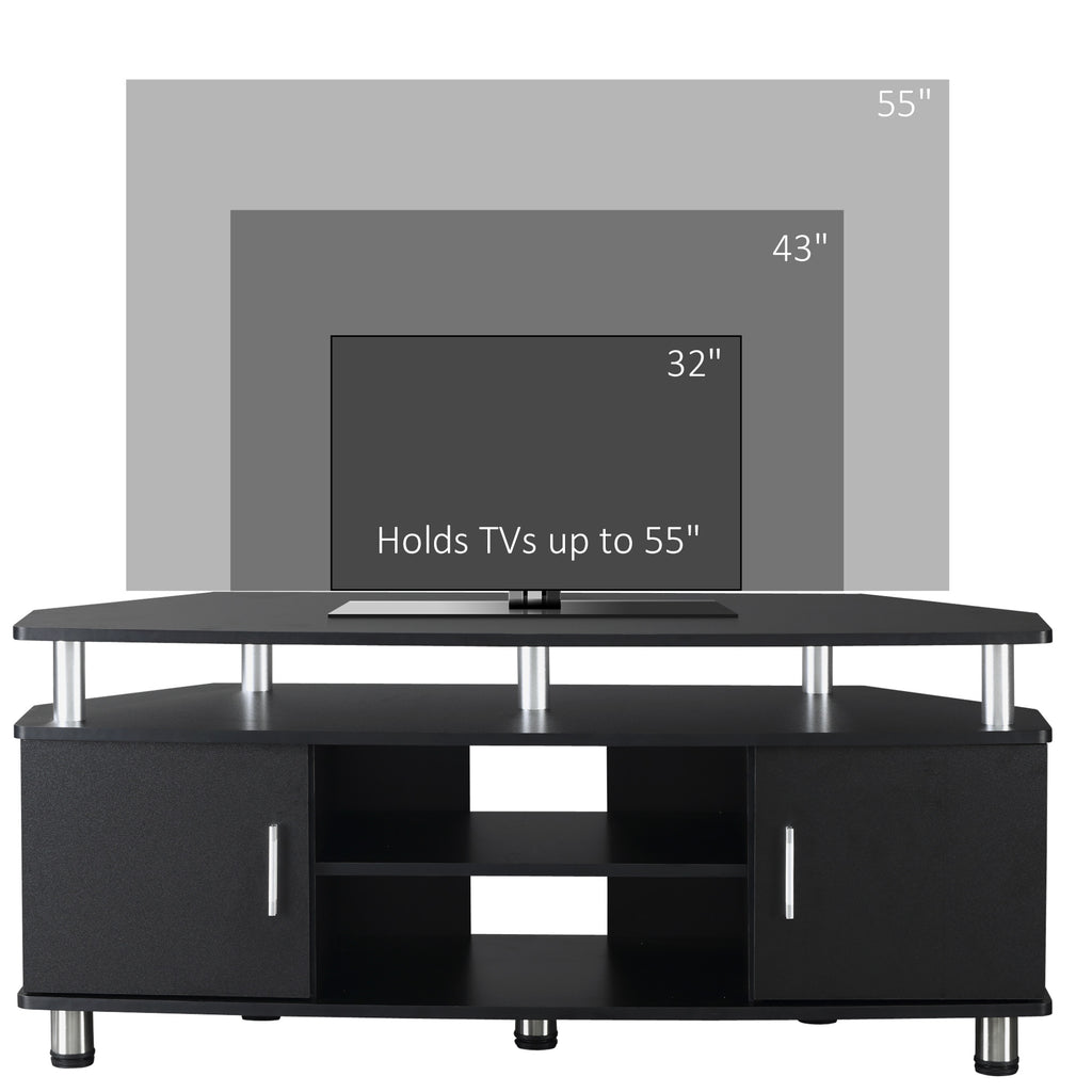 TV Unit Cabinet for TVs up to 55 Inches with Storage Shelves and Cupboard, Entertainment Centre for Living Room, Black