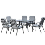 Outsunny Seven-Piece Garden Dining Set with Cushions - Grey