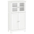 kleankin Bathroom Floor Cabinet, Freestanding Kitchen Cupboard with 2 Drawers, Adjustable Shelves and Tempered Glass Door, Wooden  Storage Unit for Living Room Kitchen Hallway