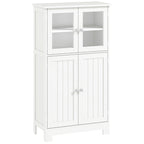 kleankin Bathroom Floor Cabinet, Freestanding Kitchen Cupboard with 2 Drawers, Adjustable Shelves and Tempered Glass Door, Wooden  Storage Unit for Living Room Kitchen Hallway