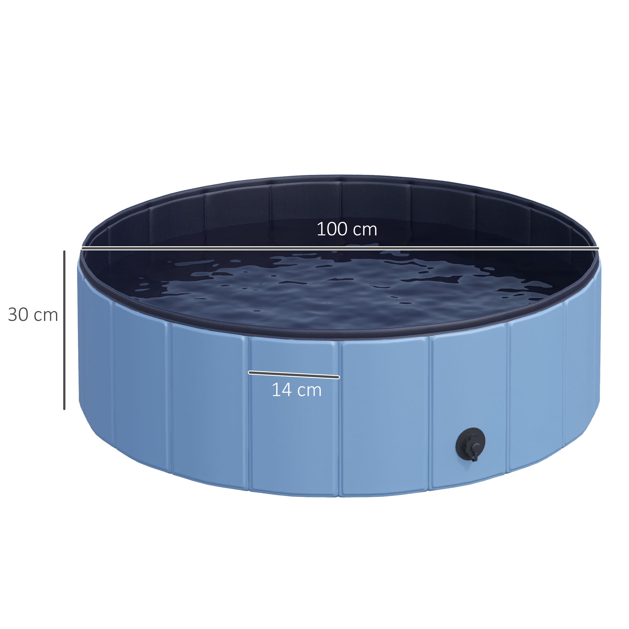 PawHut Foldable Dog Pool for Puppies and Ducks, Thickened PVC Dog Paddling Pool Bath Tub Hard Board, Anti-Slip Bottom and Drainage Hole, 100 x 30cm, Blue
