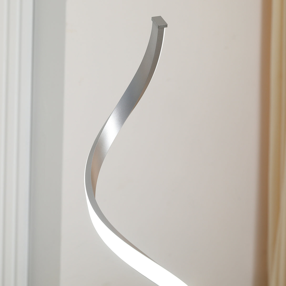 Dimmable Floor Lamp for Living Room, Modern Spiral Standing Lamp with 3 Adjustable Brightness and Square Base, Silver