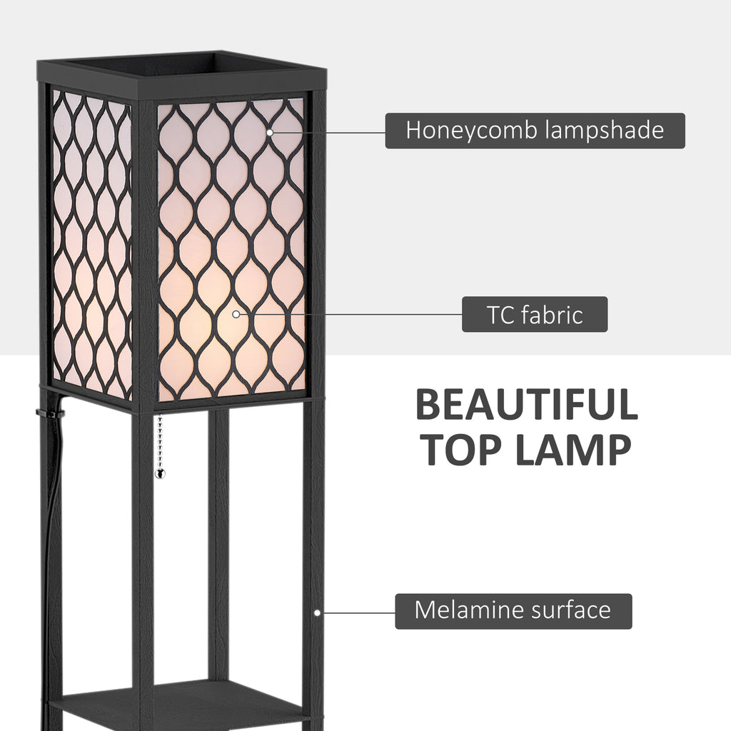 Three-Shelf Standing Lamps Set of 2 - Black