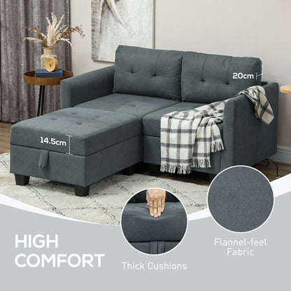 L' Shape Modular Storage Sofa - Dark Grey