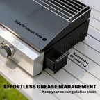 Outsunny 2 Burner Grill Griddle, Portable Gas Plancha with Warming Rack, 5 kW, Tabletop Gas BBQ with Grease Cup, Black