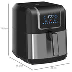 6.5L Single Basket Air Fryer, 80-200°C Temperature, Black and Grey