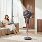 20 dB Silent Standing Fan for Bedroom, 44" Pedestal Fan with 90° Oscillating, 8 Speeds and LED Light, Grey