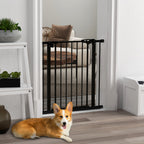 PawHut Adjustable Safety Gate w/ One Extensions, Four Adjustable Screws, Black