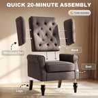 HOMCOM Wingback Accent Chair, Retro Upholstered Button Tufted Occasional Chair for Living Room and Bedroom, Brown