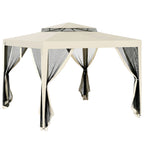 Outsunny 3 x 3 m Gazebo, Netting Party Tent, Patio Canopy Outdoor Event Shelter with Double Tier Roof, Beige