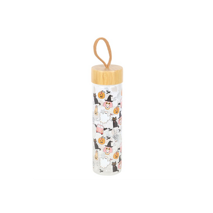 Groovy Ghost Print Glass Water Bottle
