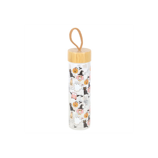 Groovy Ghost Print Glass Water Bottle