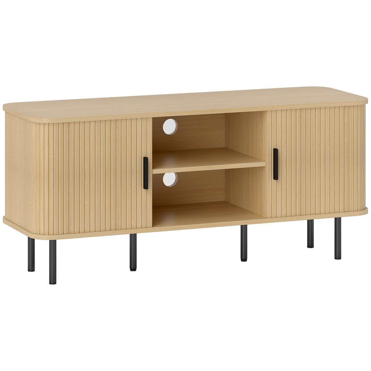 TV Stand Cabinet for TVs up to 55 Inches, TV Unit with Storage Shelves and Cupboard for Living Room, Oak Tone
