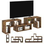 Three-Block Modular TV Stand - Rustic Brown