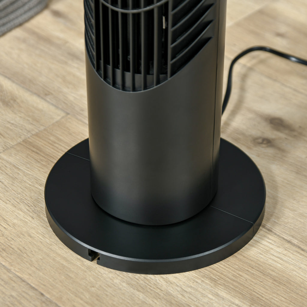 31 Inch Bladeless Oscillating Tower Fan with 70° Oscillation, Remote Control, 7.5H Timer, 3 Speed 3 Modes, Electric Floor Standing Cooling Fan for Home Bedroom Office, Black