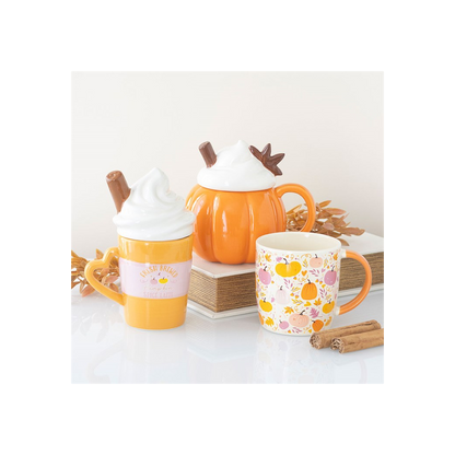 Pink and Orange Pumpkin Print Mug