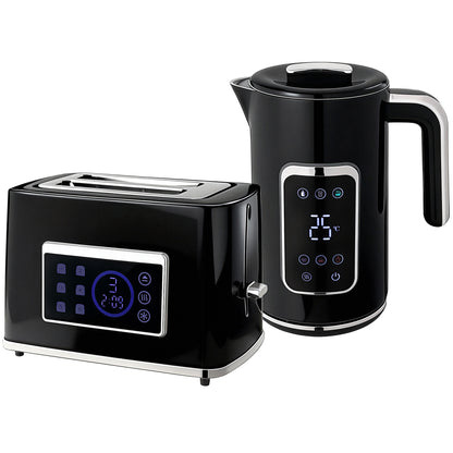 Touch Screen Kettle and Toaster Set - Black