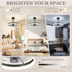 Ceiling Fan with LED Light and Remote - Black