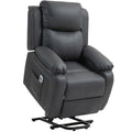 HOMCOM Riser and Recliner Chair with Vibration Massage, PU Leather Power Lift Chair for Elderly, Dark Grey
