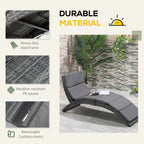 Outsunny Folding Sun Lounger, PE Rattan Garden Lounger Chair with Soft Padded Cushion, Ergonomic Curved Design Sun Bed for Balcony, Garden, Grey