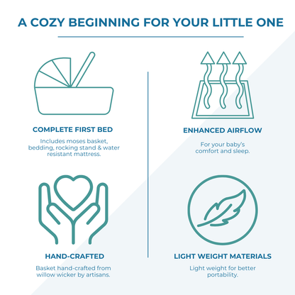 White Dimple Grey Wicker Baby Moses Basket With Stand