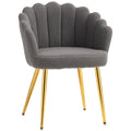 HOMCOM Lounge Chair Petal-Back Armchair Metal Metal Legs for Living Room Bedroom, Grey