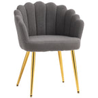 HOMCOM Lounge Chair Petal-Back Armchair Metal Metal Legs for Living Room Bedroom, Grey